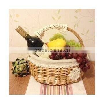 Wholesale decorative empty indian wicker wedding gift fruit basket decoration