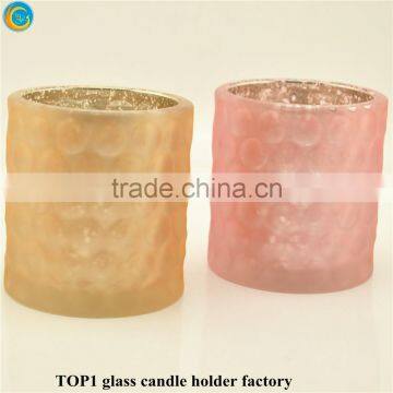 Embossed Design Wonderful Fuchsia Pink Vintage Glass Candle Holder photo-3