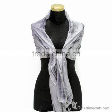 Striped Silk Scarf, Multi-color, 100% Handicraft in Vietnam photo-2