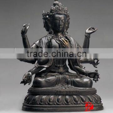 antique brass buddha statue with sex arms