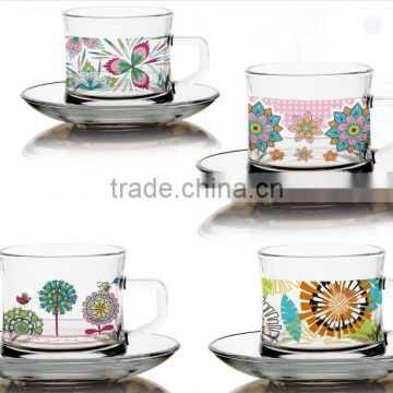 high quality 3oz 4oz 5oz 8oz glass coffee mug with saucer glass tea cup set