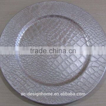 SILVER FOIL PP PLASTIC CHARGER PLATE