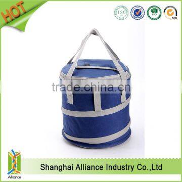 Tote 600D polyester foldable round collapsible peva linner insulated cooler bag