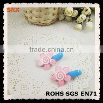 Big Factory Make Fancy Plastic Samll Pink Flower Shape Spring Hair Clip