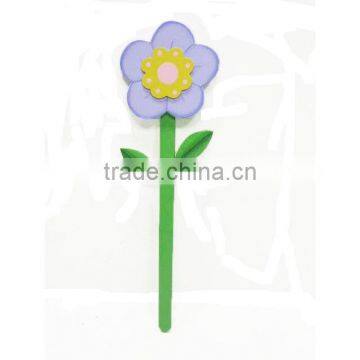 Spring beautiful flower with two leaves wood garden stakes