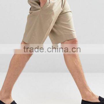 High Quality Latest Custom Three Pockets Men's Khaki Slim Fit 97% Cotton 3% Elastane Stretch Twill Zip Fly Casual Shorts Pant photo-4