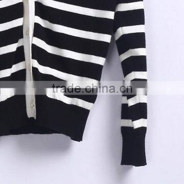 Custom Black And White Strips School Uniform Sweater photo-3