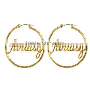 Artificial Gold Plated Hoop Earrings With Written FANTACY