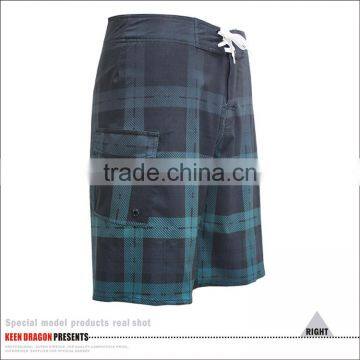 4-way Stretch Mens Shorts With a Side Pocket Grid Printed Wholesale Board Shorts photo-4