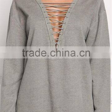 MGOO 2017 Manufacturer Custom Made Your Own Tags Clothes Grey Terry Cotton Polyester Olive Brushed Terry Tunic Tops photo-4