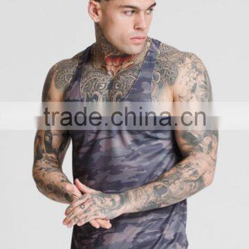 Camo Printing Dri-fit Gym Tank Top Slim Fit Stringer Vest for Men Wholesale China photo-2