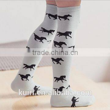 Cartoon Cat Desgin Lovely Kids Girl White Cotton Long Socks photo-2