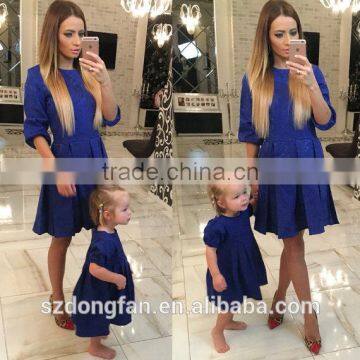 Pastel Pink/ Blue Family Outfits Mother And Daughter Dress Child Dress photo-4