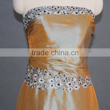 Orange Taffeta Strapless Long Evening Dress 2017 photo-3