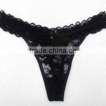 2014 Stylish hot sale transparent sexy lady black embroidery panty