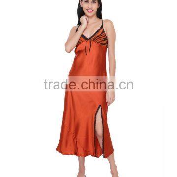 Valentine Women"s Hot Red Satin Nighty photo-2