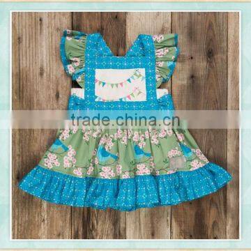 2017 July 4th Childrens Sleeve Dress Wintersweet Print Pattern Unicorn Clothing Baby Girls Dress photo-5