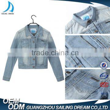 Guangzhou Apparel Factory Hot Sale Color Fade Proof Women Jeans Denim Jacket photo-3