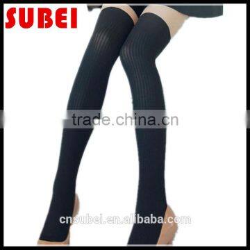 Tall velvet pantyhose, vertical stripe stovepipe stockings