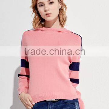 Ladies Cool Loose Knitted Pullover Pink Hoodie Sweater With Wholesale Price photo-2