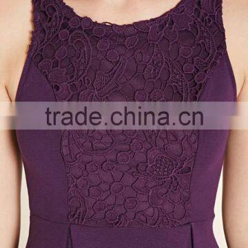 2016 China Supplier Autumn Fashion Style Sleeveless O-neck Ruffle 100%Cotton Ladies Nice Embroidered Dresses photo-4