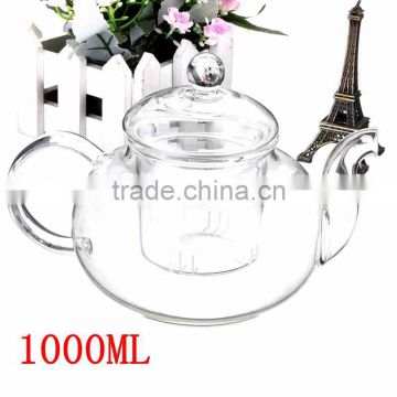 2016 Wholesale Price 1000ML Heat Resistant Glass Teapot With Infuser Coffee Tea Leaf Herbal