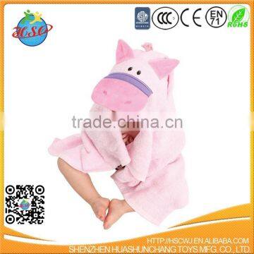 2017 pretty cute pink pig hooded baby bathrobe