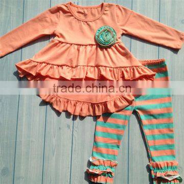 Reasonable price OEM quality with flower stripes design little girl outfits