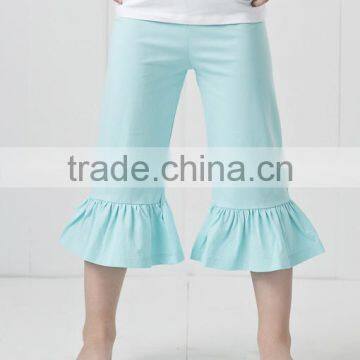 Wholesale robin egg blue ruffle capris new pants design for girl icing baby leggings girls trousers