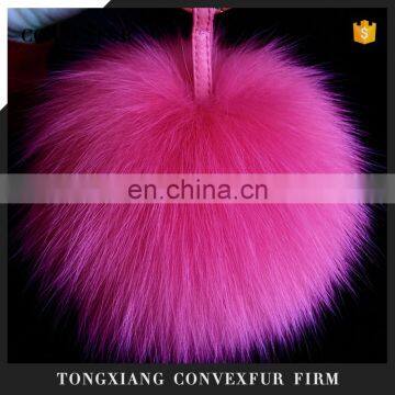 Direct selling pompon key chain high quality fox fur key ring bag charm wholesale china