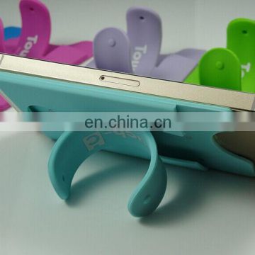 pure blue soft pvc phone brackets, the shape like card sets scaffolds