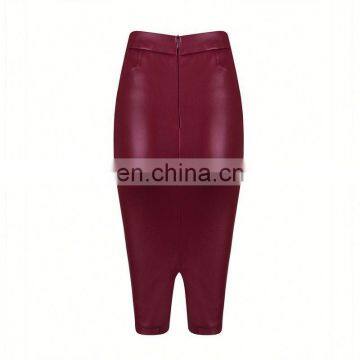 Wine red vent pencil skirt bandage dress mid skirts wholesale