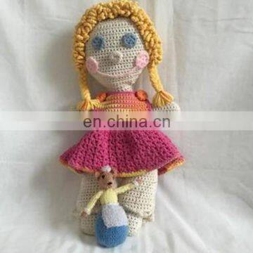 handmade knitted crochet beautiful braided hair big smile doll toys gifts for girl