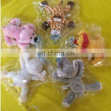 Custom private label baby plush animal monkey with detachable pacifiers