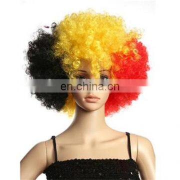 MCW-0424 Party Masquerade short falg color football fans wig for man