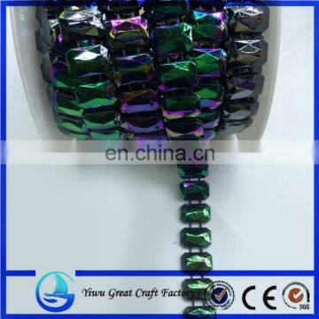 Fashion New Rectangle Section Plastic Plating AB Color Blue Wire Bead Clothing Plastic Beads