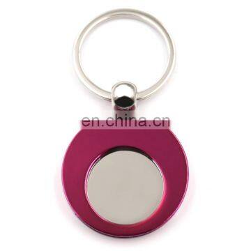 2018 special design your own colorful with round coin holder trolley coin keyring