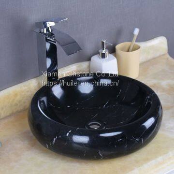 China Black Marble Sinks,Black Marqunia Marble Round Sinks, Marble Basins