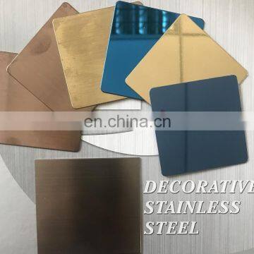 Color large brushed stainless steel 304 / 316 sheets on both sides