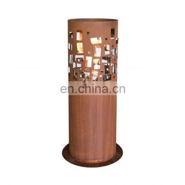 Antique decorative outdoor corten steel fire pit pillars