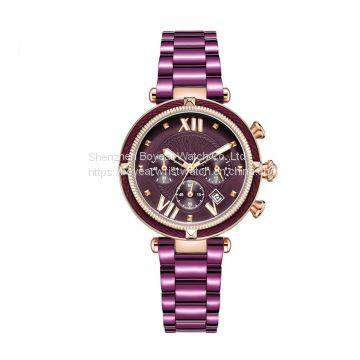 Women Chrono Analog Quartz Watch Waterproof Ladies Alloy Watch , Multifunction Sports Watch for girls