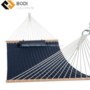 Outdoor Quilted Fabric Hammock With 12ft Wood Hammock