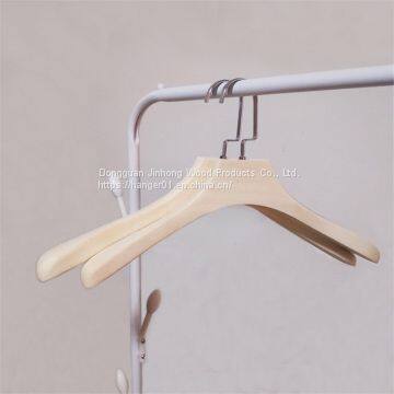 New wholesale good quality unique white wooden hanger for clothes adult garment rack with metal hook custom LOGO