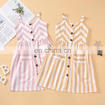 A0168# girls dress 2020 summer cotton sleeves Striped clothes kids dress