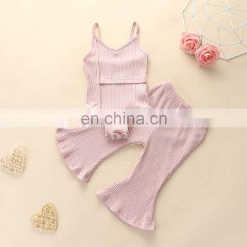 Fall Winter Baby Girls Clothing Knitted Solid Color Vest Rompers + Flared Trousers Pants 2pcs Set Kid Girls Clothing Set photo-4