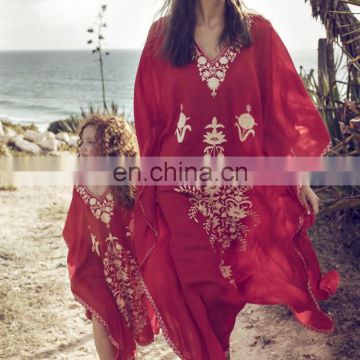 Mother Daughter Dresses Loose Beach Sarongs Wear Hollow Floral Bathing Suit Covers Up Mommy and me Dress Family Look