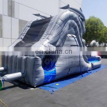 Gray Marble Double Dolphin Waterslide Large Inflatable Water Slide For Kids photo-3