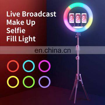 Hot Sale18 Inch 3 Phone Clip RGB Color LED Ring Light With Remote Control for Selfie Makeup Live Broadcast Photography photo-6
