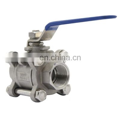 Bundor 1000 WOG DN15-DN100 CF8M 3PC ball valves weight Female Threaded 3 inch stainless steel NPT ball valve