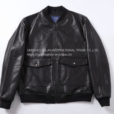 HOT SALE 2021 CLASSIC FASHION MEN'S GENUINE LEATHER BASEBALL JACKET